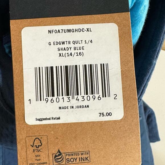 The North Face Edgewater Quilted 1/4 Snap Pullover Sweater‎  Girls XL New - Picture 8 of 10